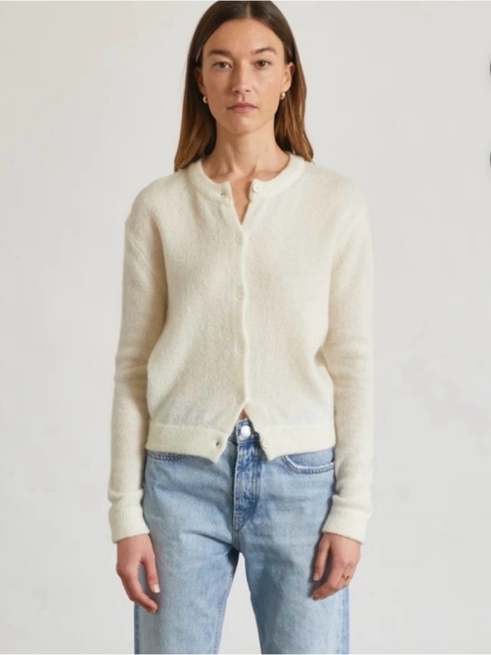 Almina Concept Cream Button-Front Women's Cardigan Sweater